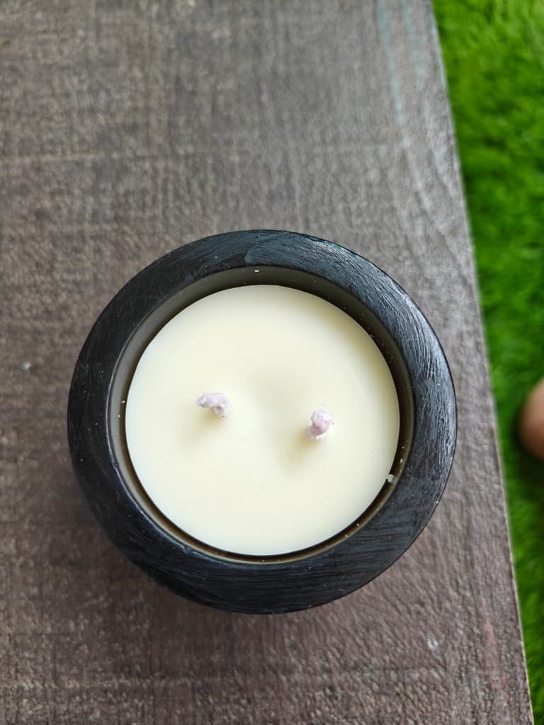 Twin cotton wicks seen from above